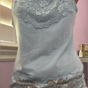 Blue Lace Tank Top